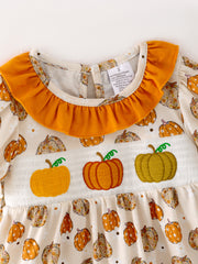 Halloween Girls Milk Silk Pumpkin Print Top + Pants Set