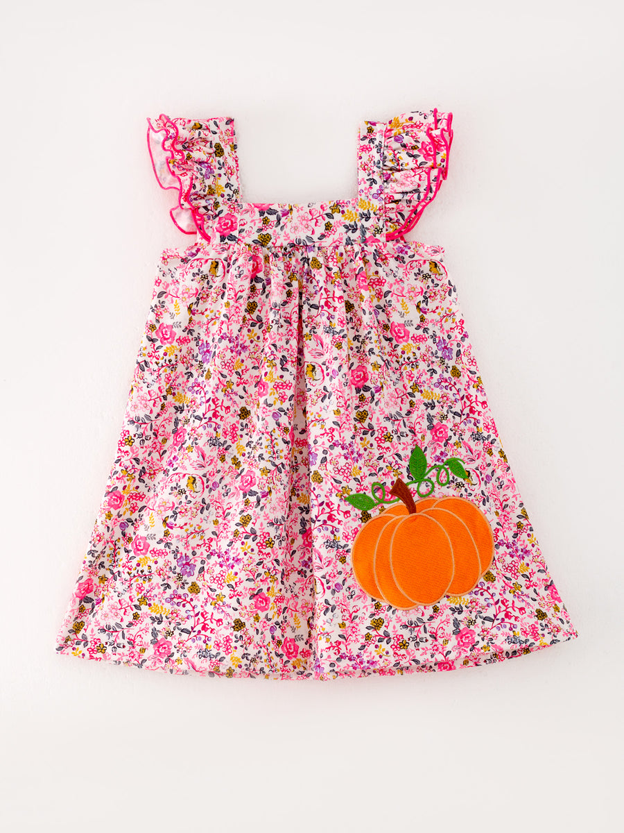 Halloween Girls Pumpkin  Applique Dress