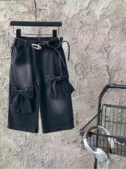 (Pre-Order)Girls Bow Stretch Wide-Leg Jeans No Belt