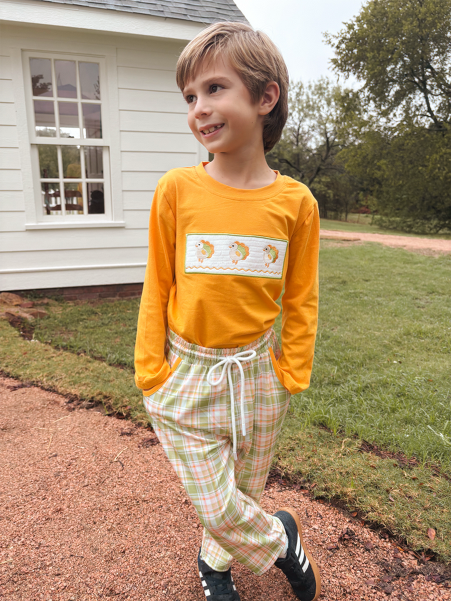 Thanksgiving Turkey Smocked Boys Pant Set