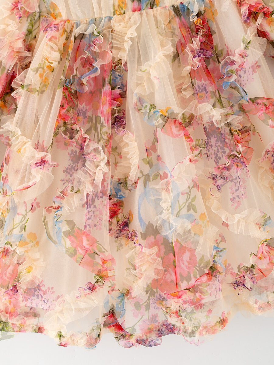 Pastel Flower Ruffle Layered Girls Dress 7 Pastel Flower Ruffle Layered Girls Dress 7