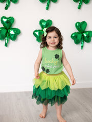 St. Patrick's Day Lucky Charm Green Tutu Skirt Set