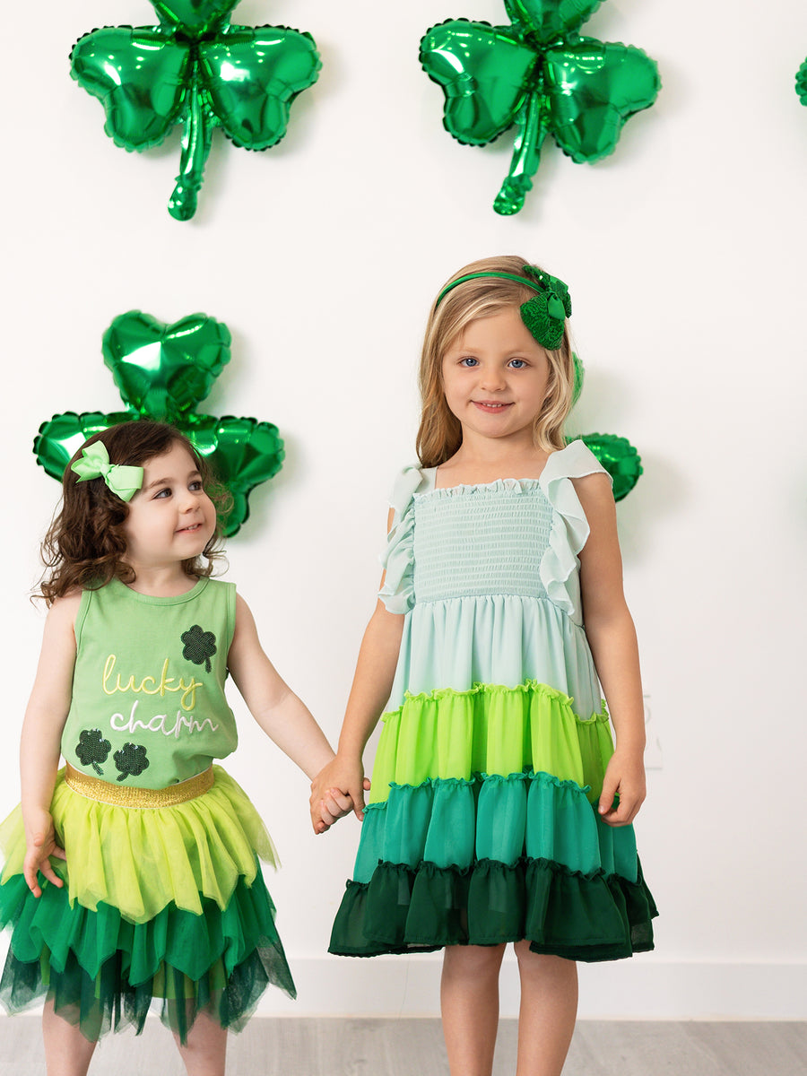 St. Patrick's Day Lucky Charm Green Tutu Skirt Set