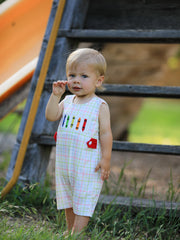 Back-To-School Smocking Embroidery Boys' Romper