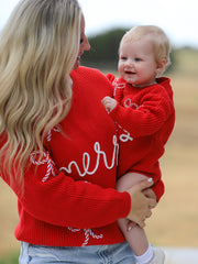 Christmas Candy Cane Merry Knit Baby Romper
