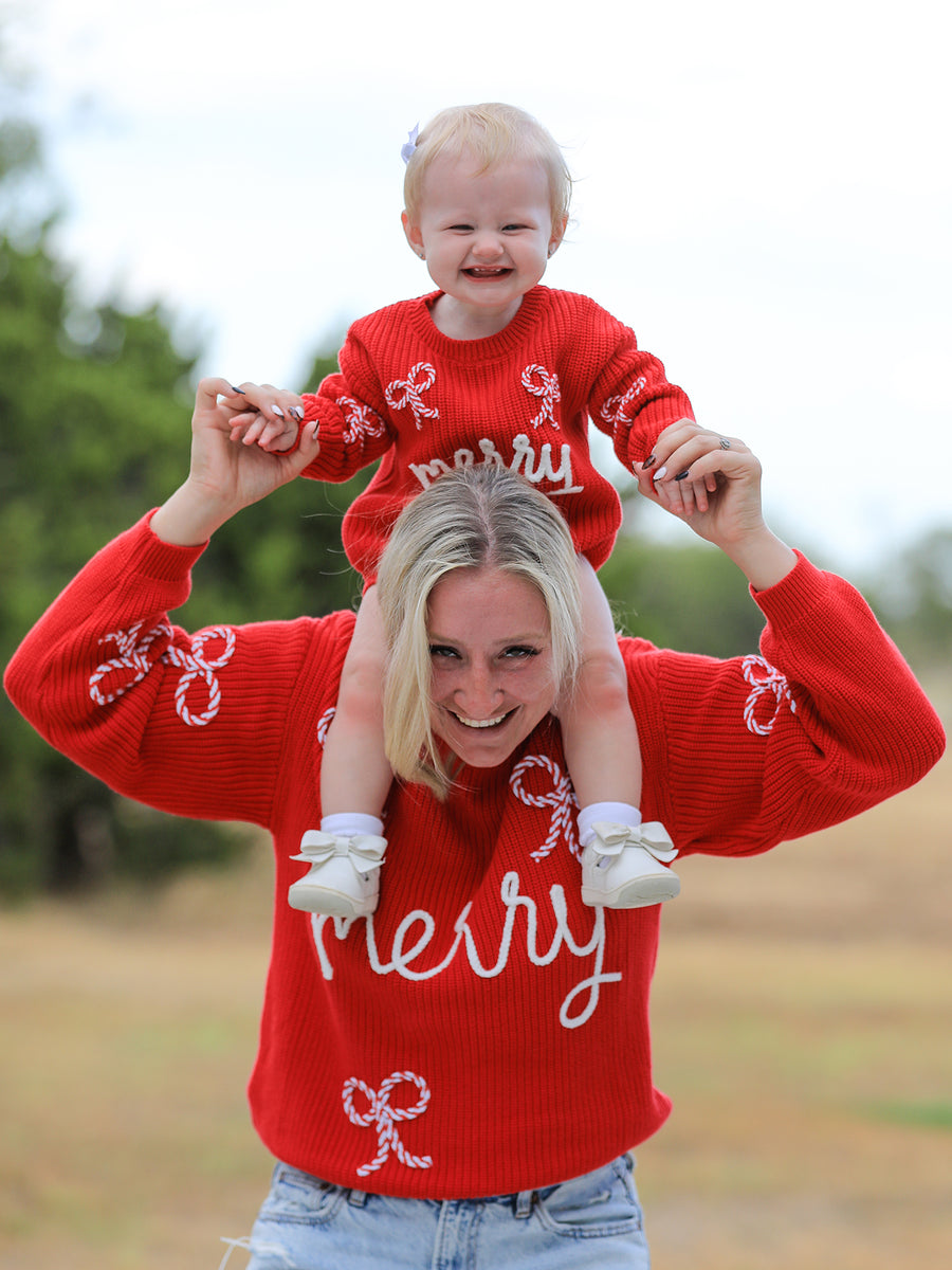 Christmas Candy Cane Merry Knit Baby Romper