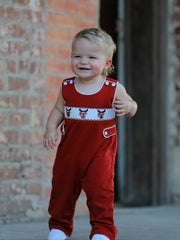 Baby Boys Christmas Reindeer Smocked Red Jonjon