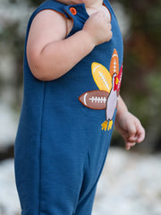 Thanksgiving Turkey Applique Baby Waffle Romper Sleeveless