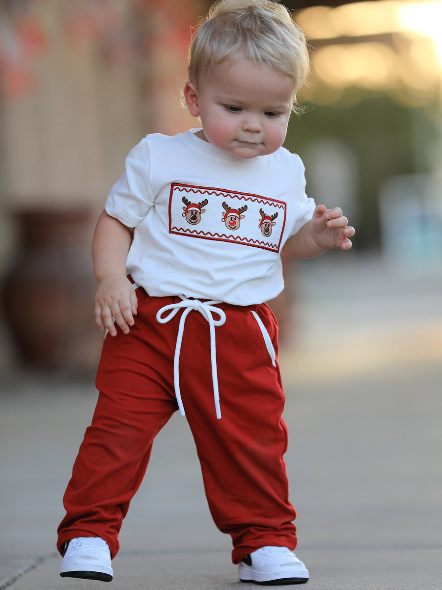 Boys Christmas Reindeer T-Shirt & Pants Set