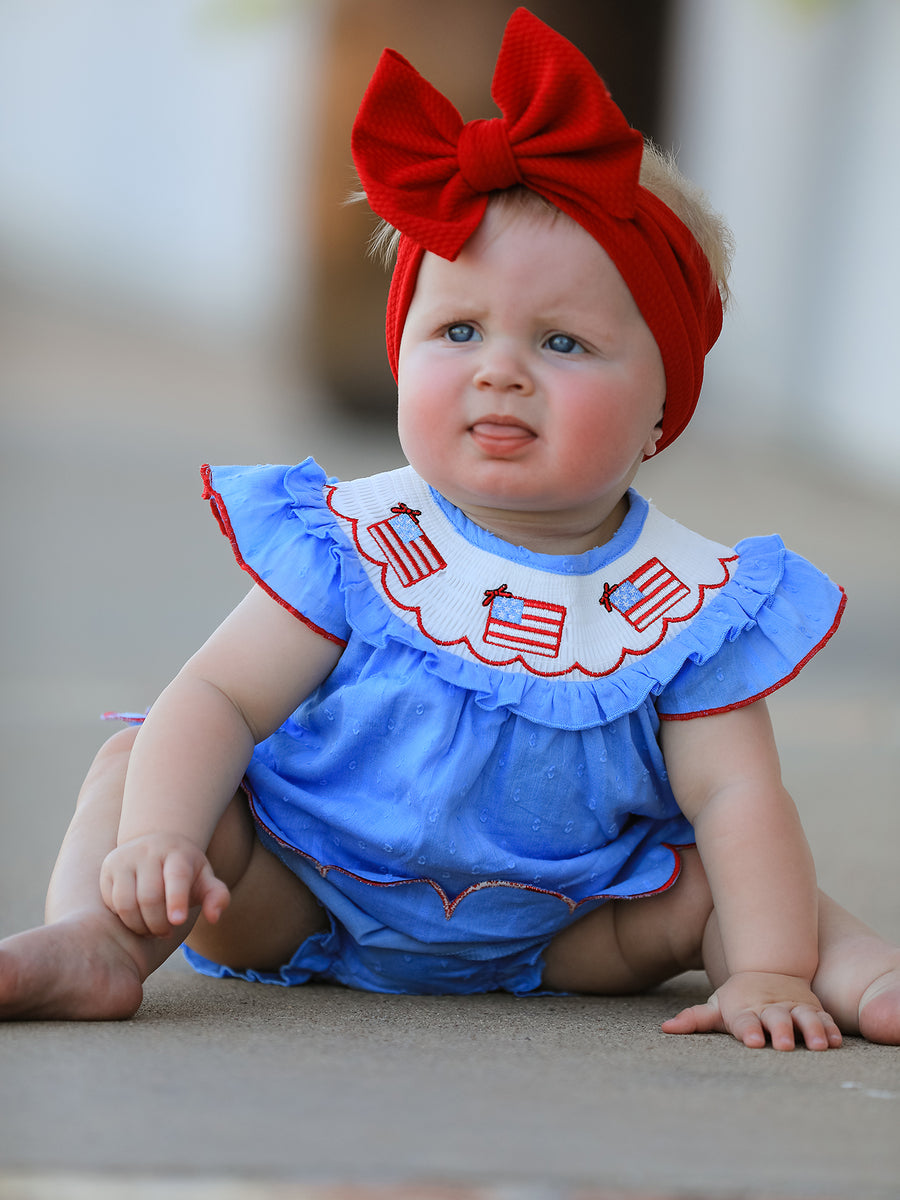 4th of July Flag Girls Bloomer Set Ruffle Collar