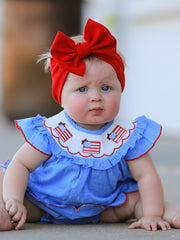 4th of July Flag Girls Bloomer Set Ruffle Collar