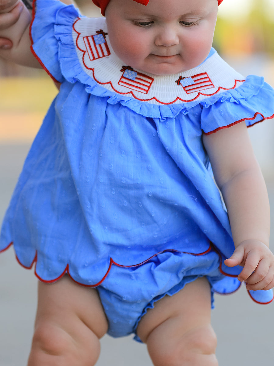 4th of July Flag Girls Bloomer Set Ruffle Collar