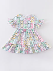 Easter Colored Plaid Rabbit Ruffle Dress