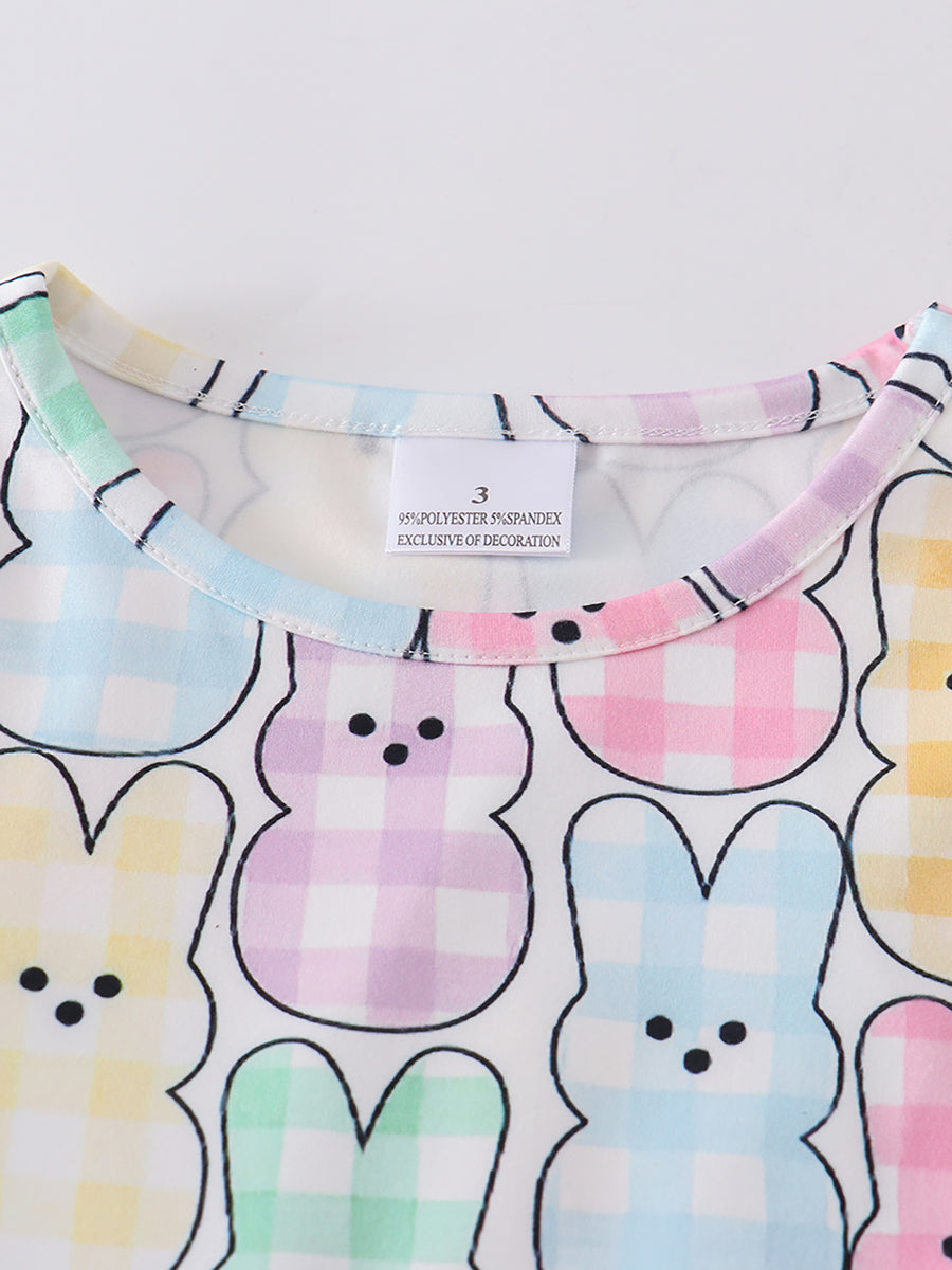 Easter Colored Plaid Rabbit Ruffle Dress