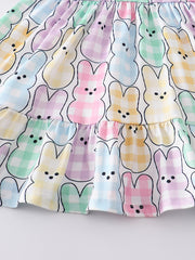 Easter Colored Plaid Rabbit Ruffle Dress