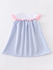 Blue Stripe Rabbit Applique Dress