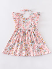 Easter Rabbit Floral Ruffle Girl Dress