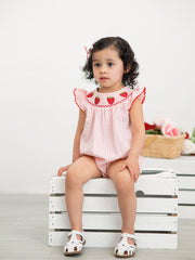 Baby Girls Strawberry Plaid Smocked Romper