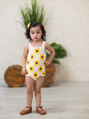 Summer Sunflower Baby Crochet Romper