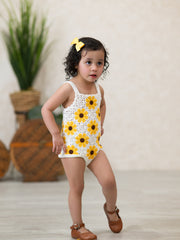 Summer Sunflower Baby Crochet Romper
