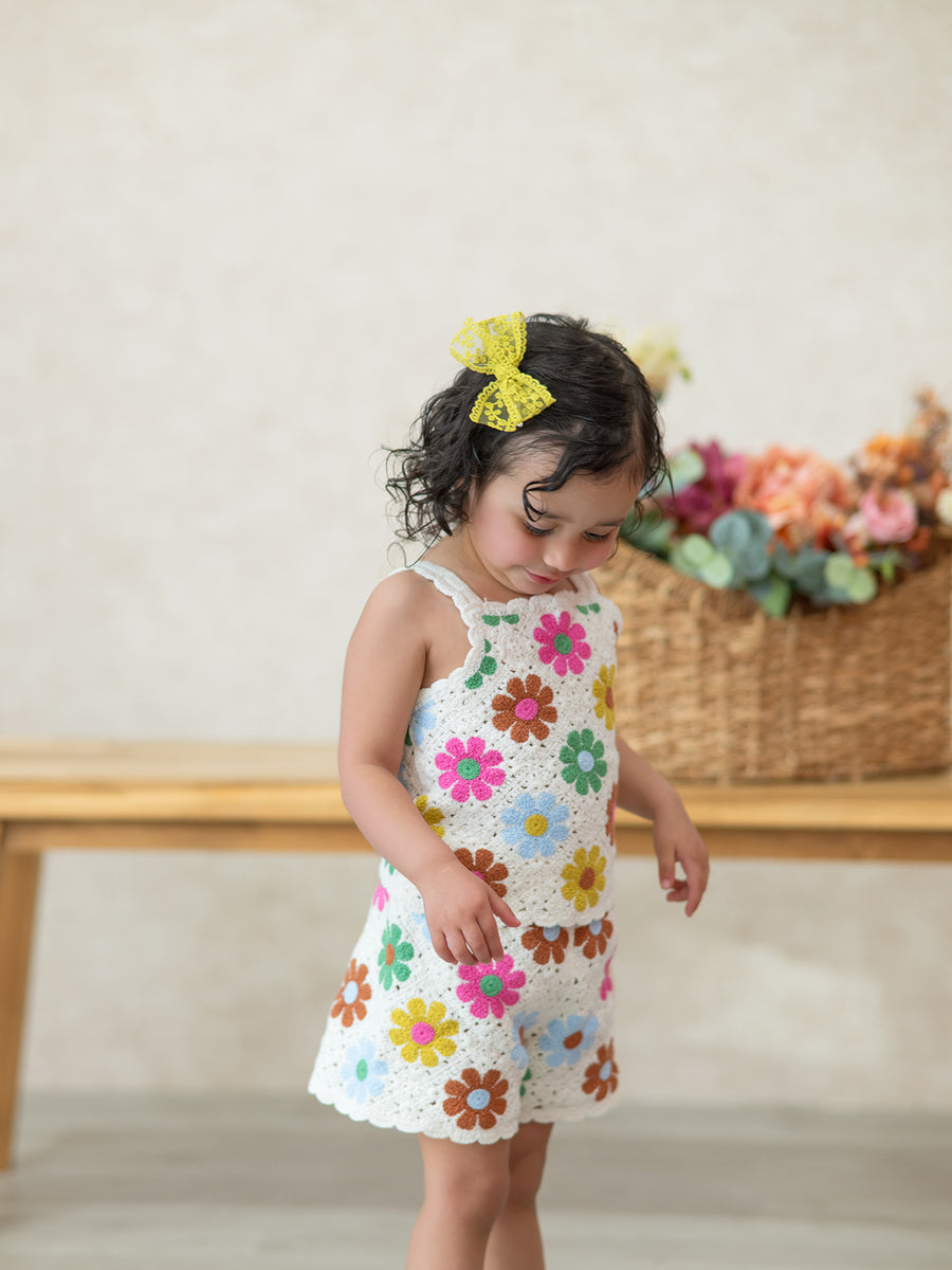 Summer Crochet Floral Girl Set
