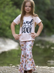 Girls Letter Print Top + Floral Pattern Pants