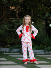Valentine’s Day Girl Set with Heart Print and Red Ruffle Details