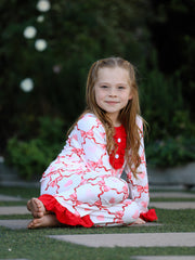 Valentine’s Day Girl Set with Heart Print and Red Ruffle Details