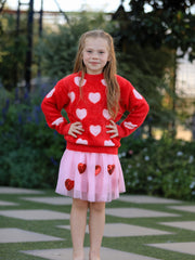 Girls' Valentine's Day Skirt with Sequined Heart Appliques