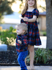 Mommy & Me Christmas Plaid Dresses & Baby Bloomer Set