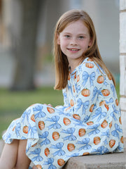 Halloween Thanksgiving Pumpkin Bow Girls Dress Long Sleeve