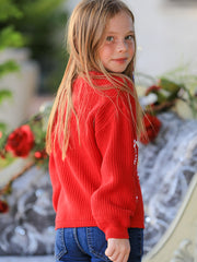 Mom and Me Winter Christmas Red "merry" Pullover Sweater