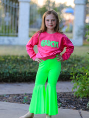 Christmas Party Outfit for Girls – Pink Letter Long Sleeve Top with Pants