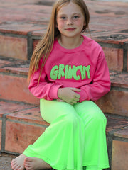 Christmas Party Outfit for Girls – Pink Letter Long Sleeve Top with Pants