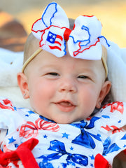 Stars & Stripes Flag Hair Bow – Toddler Girls July 4th Hair Accessory