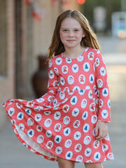 Christmas Girls' Santa and Tree Striped Dress
