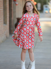 Christmas Girls' Santa and Tree Striped Dress