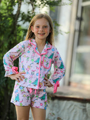 Christmas Girls Holiday Figure Bow Pajama Set