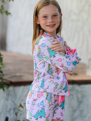 Christmas Girls Holiday Figure Bow Pajama Set