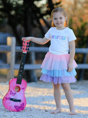 Cotton “SWIFTIE” Applique T-shirt +Gauze Skirt Girls Set