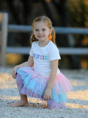 Cotton “SWIFTIE” Applique T-shirt +Gauze Skirt Girls Set