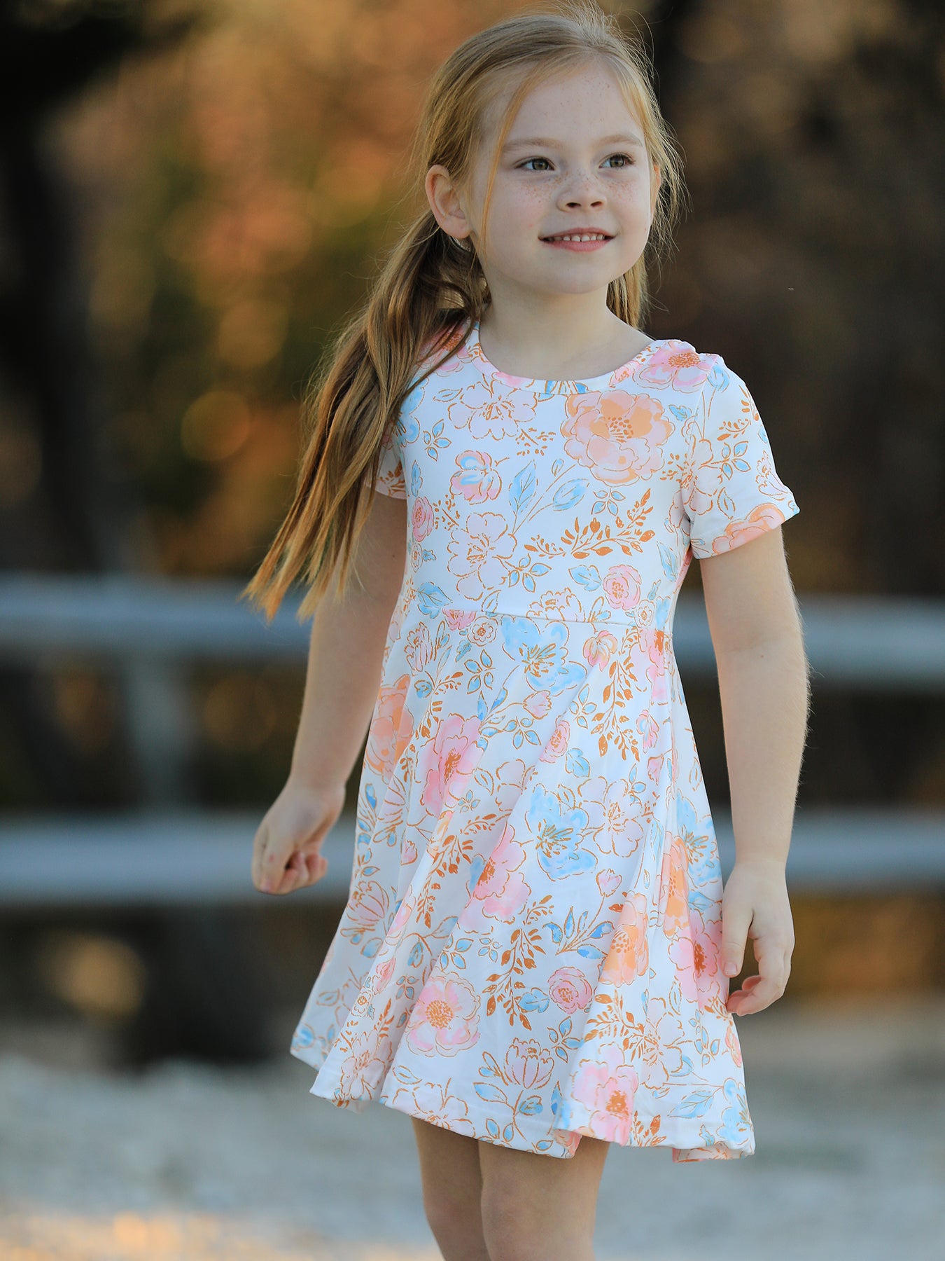 Spring and Summer Floral Print Milk Silk Girls Dress 7 Spring and Summer Floral Print Milk Silk Girls Dress 7