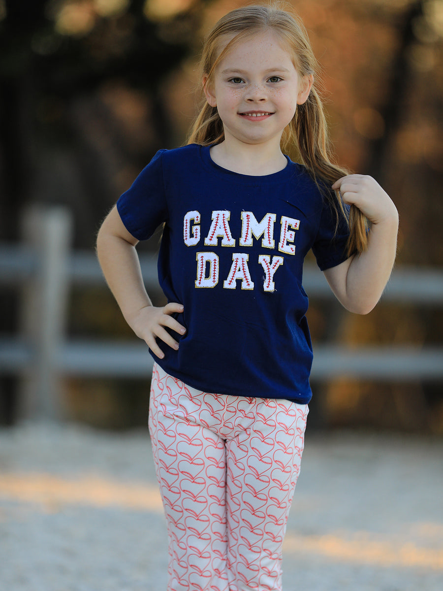 "GAME DAY" Print Top + Pants Girls Set