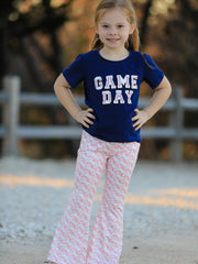 "GAME DAY" Print Top + Pants Girls Set