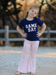 "GAME DAY" Print Top + Pants Girls Set