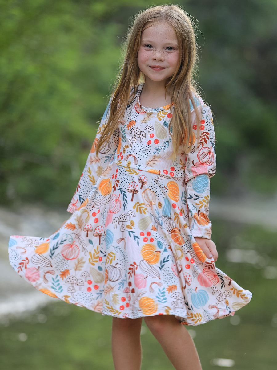 Halloween Pumpkin Leaf Print Dress