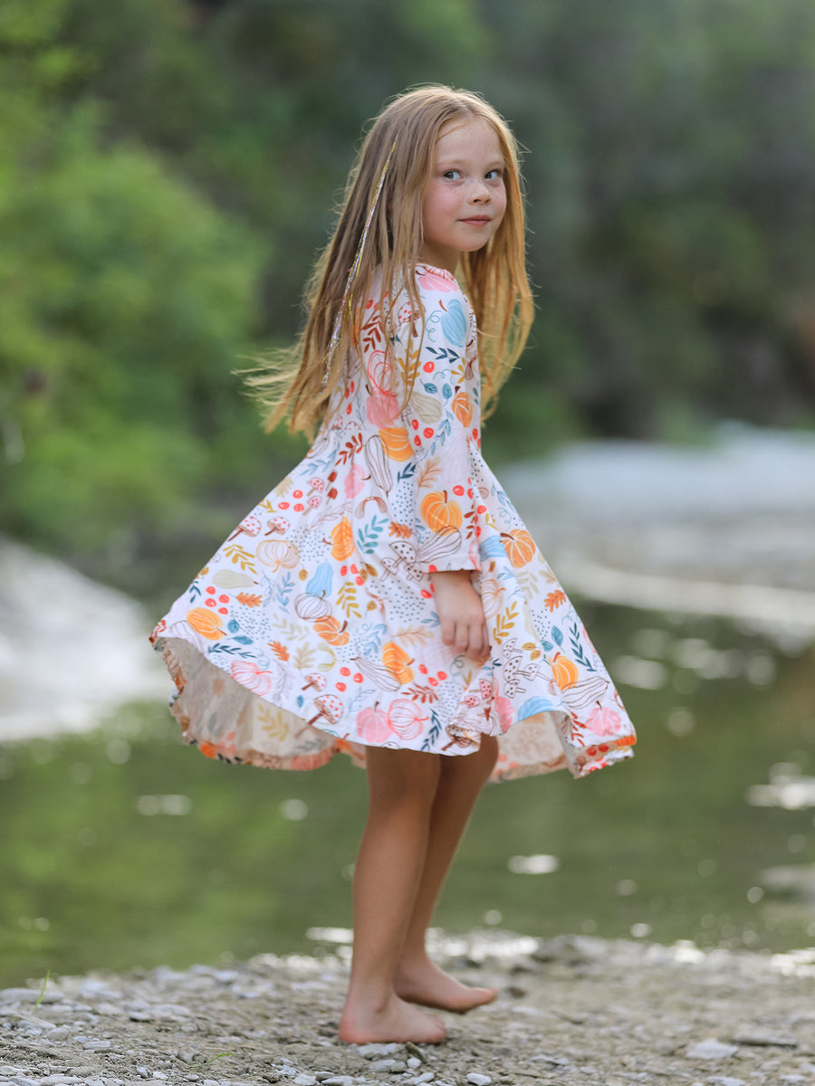 Halloween Pumpkin Leaf Print Dress