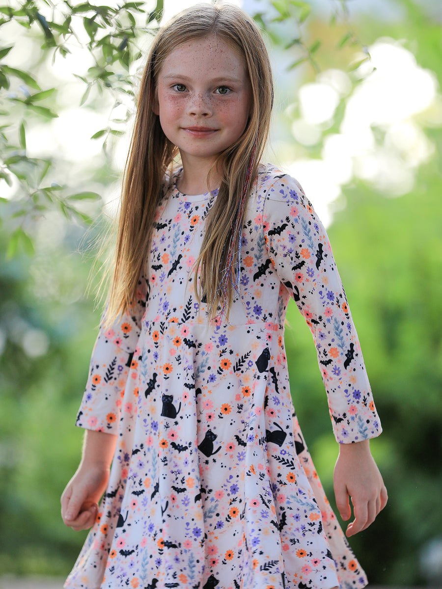 Halloween Black Cat Girls Twirl Dress