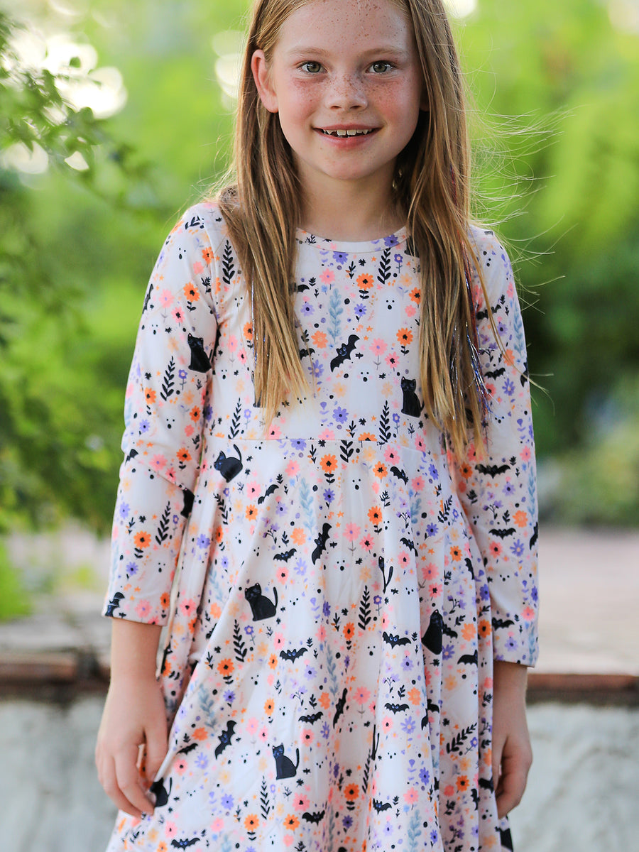 Halloween Black Cat Girls Twirl Dress