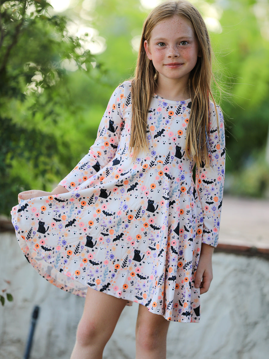 Halloween Black Cat Girls Twirl Dress